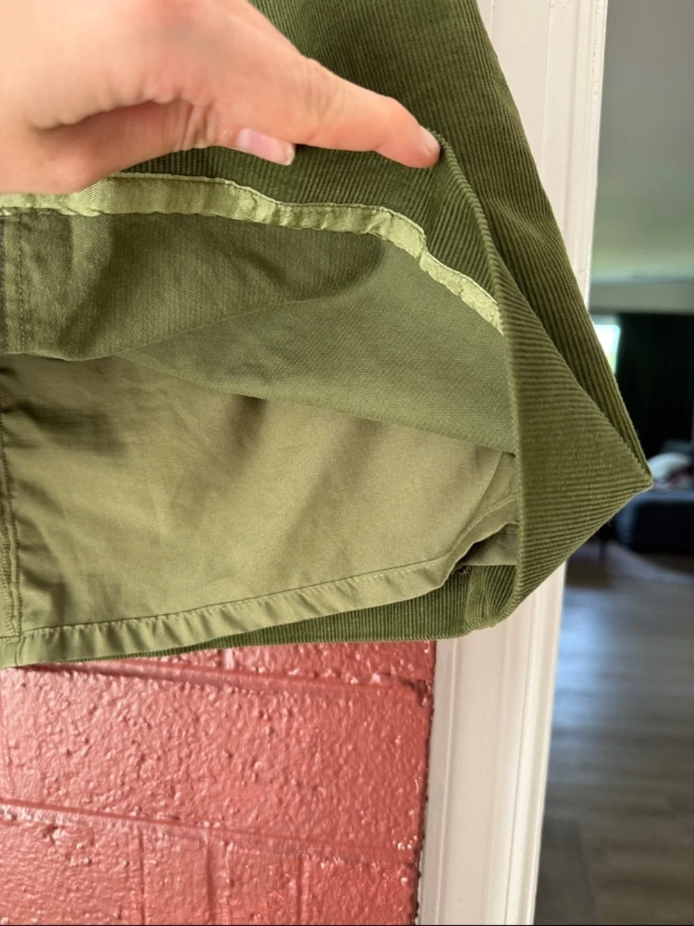 J. Crew Olive Green Corduroy A-Line Mini Skirt Size 2